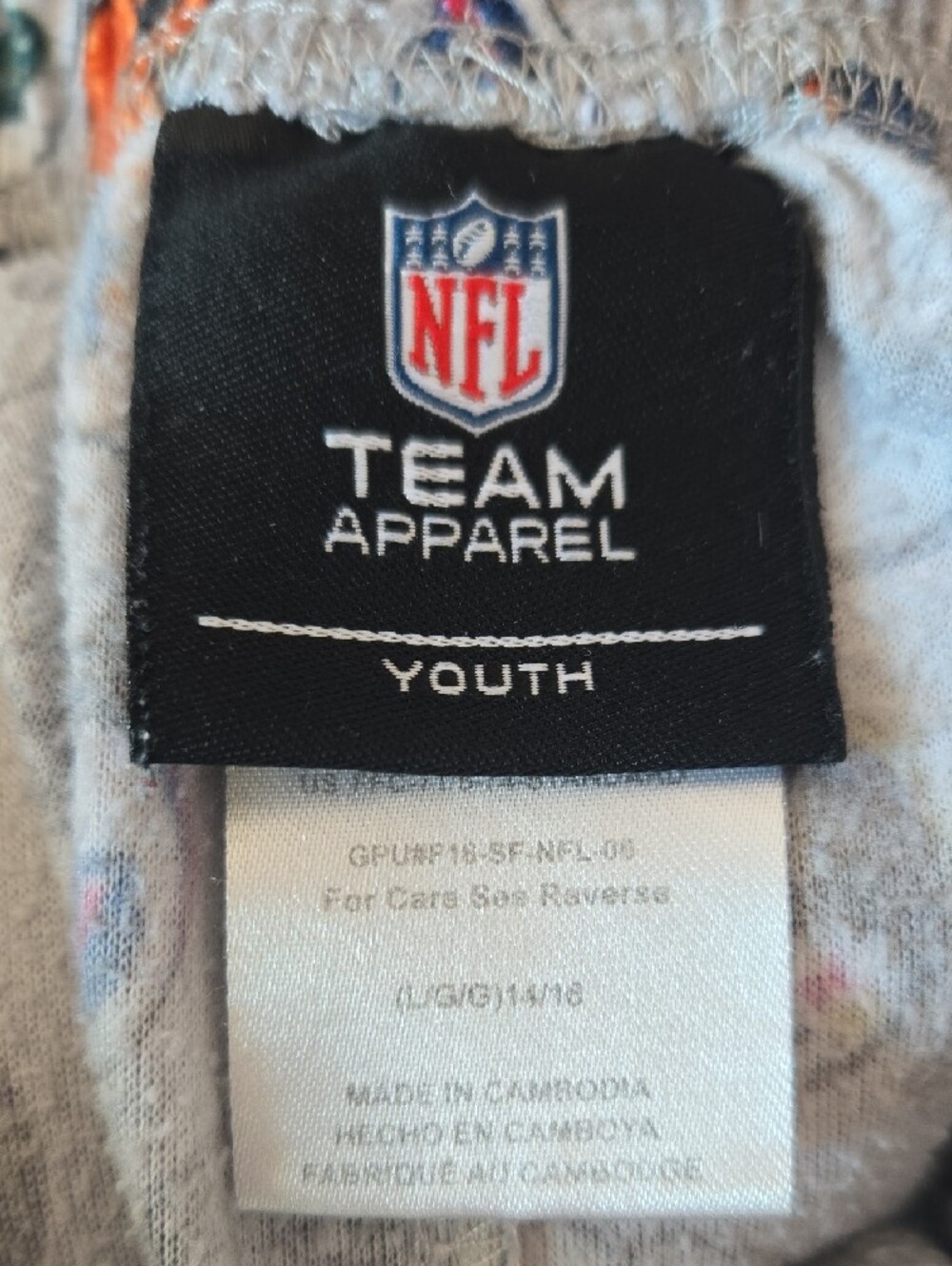NFL Grey Kids Pajama Pants with Multicolor Helmet Print - Picture 2 of 4
